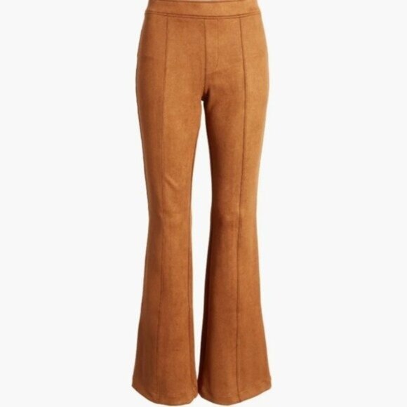 NWT Spanx Faux Suede Flare Pant Caramel, Size Small 2 - Picture 2 of 9